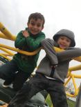 two children on jungle gym